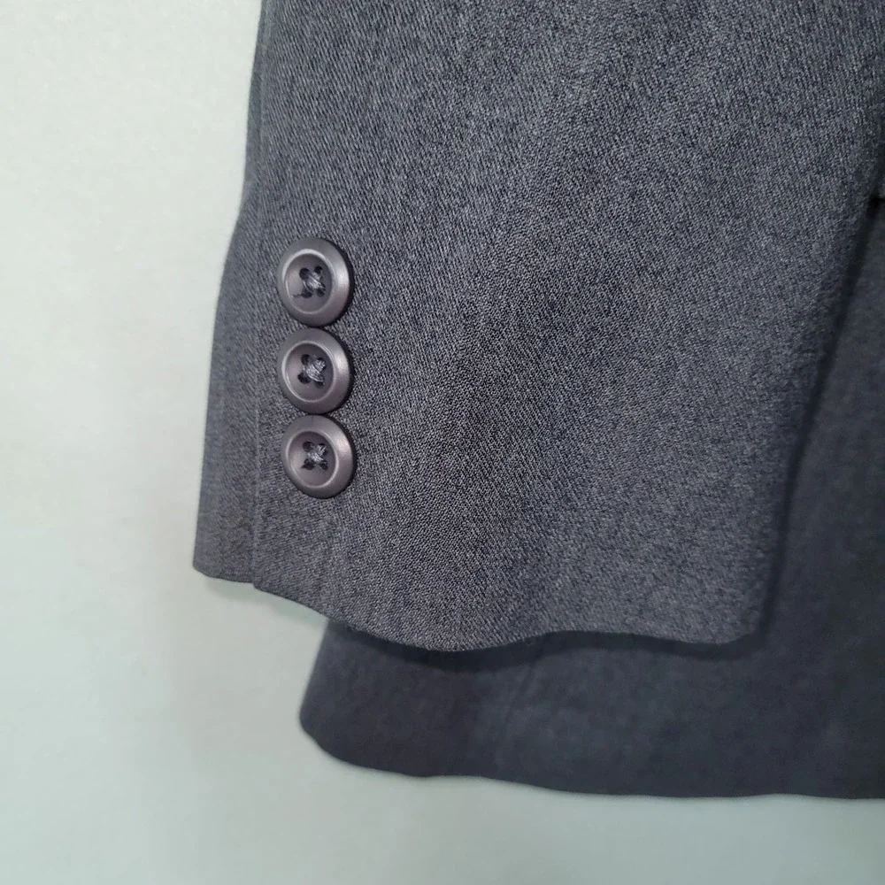 Lands End Blazer Jacket Womens 6P Grey 1 Button  Classic Single‎ Breasted Office
